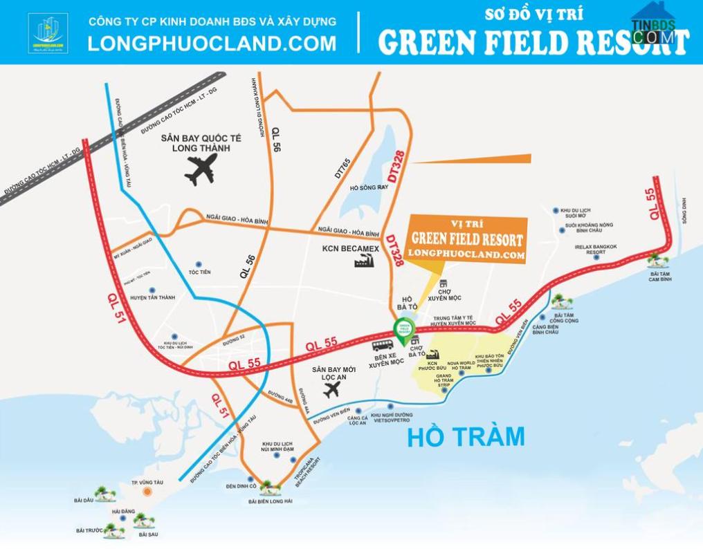 Vị trí dự án Green Field Resort Hồ Tràm