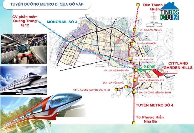 Hình ảnh: đường đi và vị trí các trạm của 2 tuyến Metro số 04 và Monorail số 03.