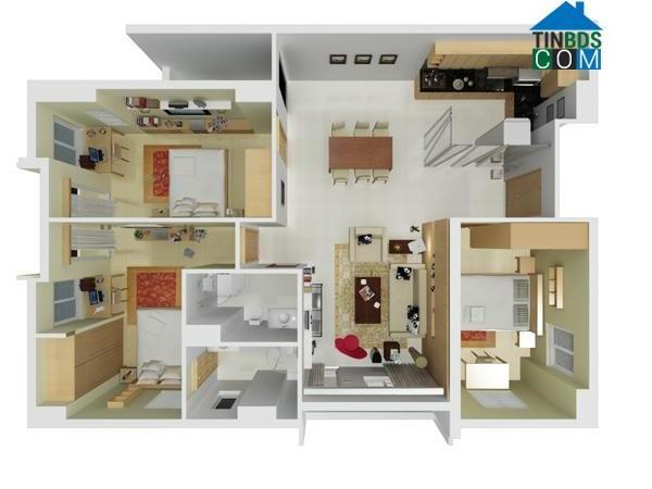 Căn hộ loại b3a thuộc Block B. Diện tích căn hộ: 113,22 m2
