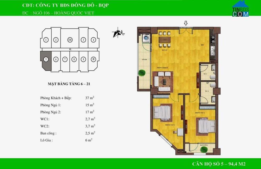 Thiết kế căn 05 căn hộ chung cư Đông Đô 94.4m2