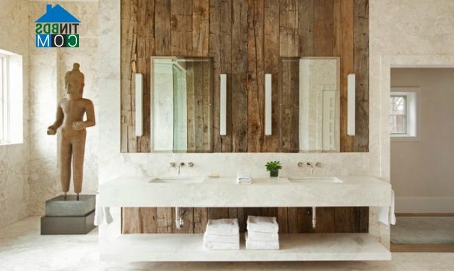 Ảnh Phòng tắm thu hút hơn với chất liệu gỗ
