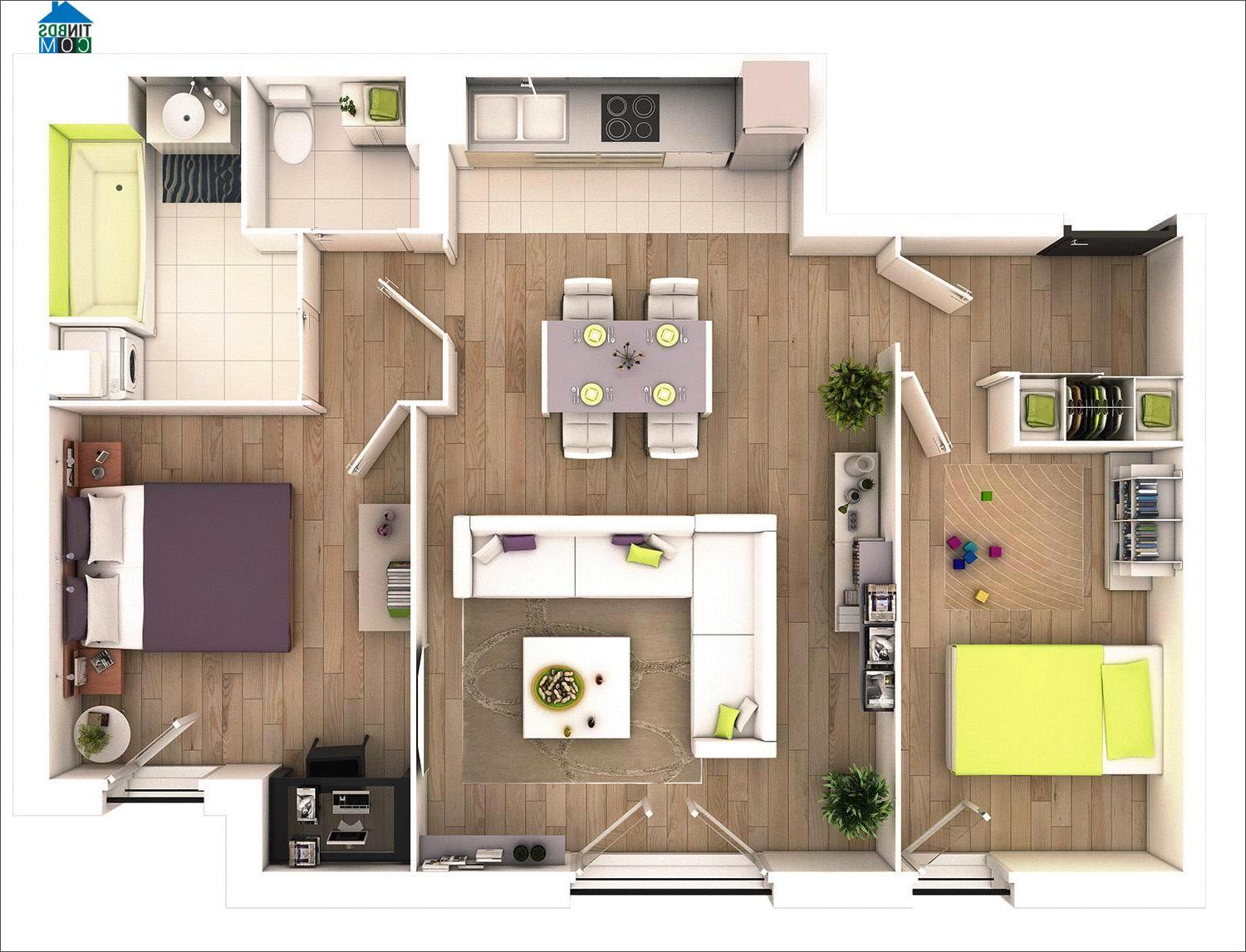 Ảnh 10 mẫu thiết kế căn hộ 60m2 cực lý tưởng cho gia đình trẻ