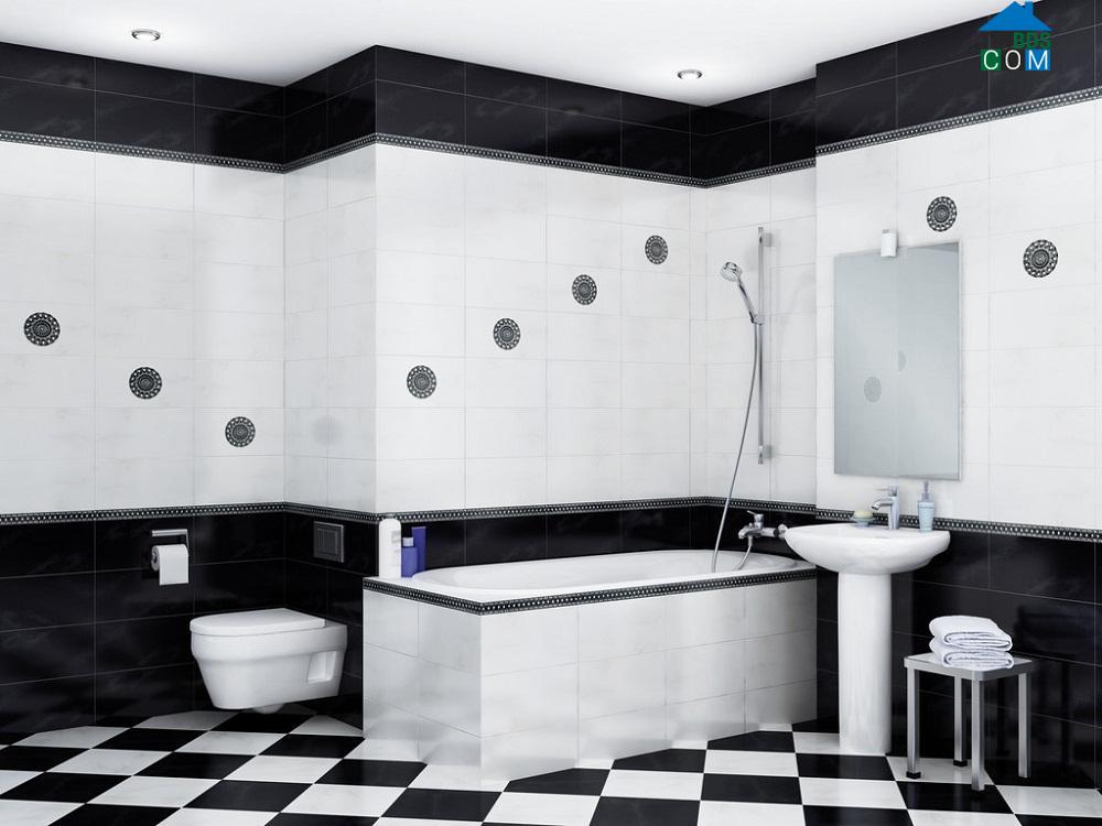 Ảnh Những mẫu phòng tắm sang trọng chỉ dùng 2 màu đen – trắng