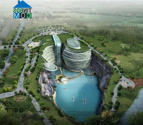 Ảnh Trung Quốc: Khách sạn nửa tỷ USD xây dưới hố sâu 100m