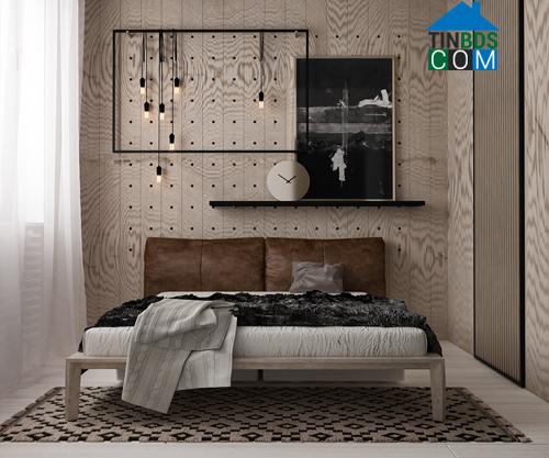 Những nét đặc trưng của căn hộ là bê tông trần, chất liệu gỗ tự nhiên và nhiều loại họa tiết
