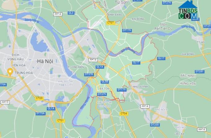 Vị trí huyện Gia Lâm trên bản đồ. Ảnh chụp Google Maps.