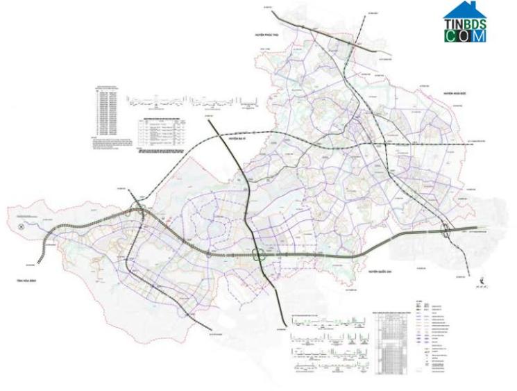 Bản đồ quy hoạch huyện Thạch Thất về giao thông.