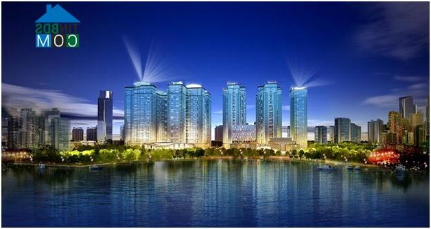 Phối cảnh Goldmark City mặt nhìn từ hồ điều hòa 02ha đã được quy hoạch