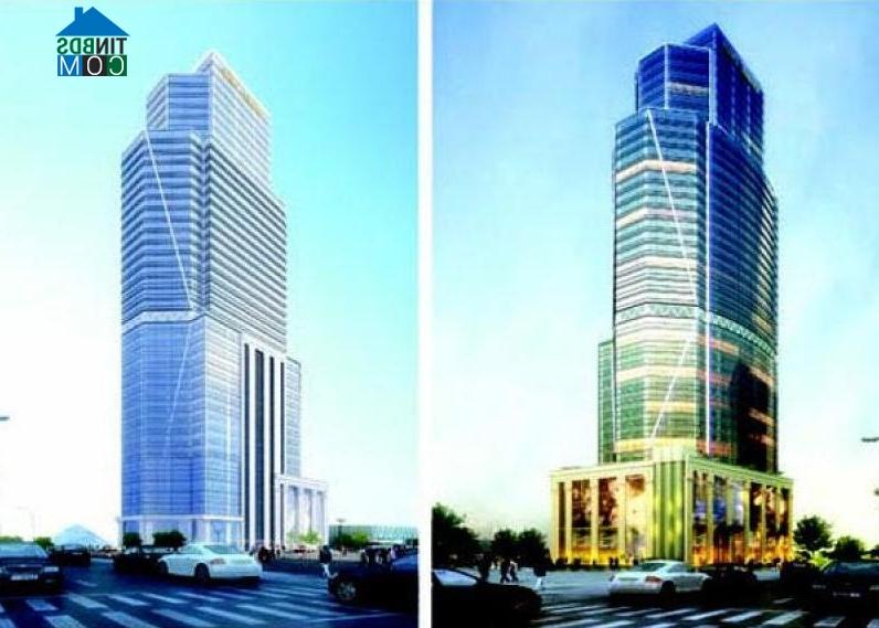 Phối cảnh Dự án Tổ hợp Trung tâm Thương mại và dịch vụ hỗn hợp - Thành Châu Tower. Sau khi hoàn thành, đây sẽ là tòa nhà cao nhất TP Quy Nhơn