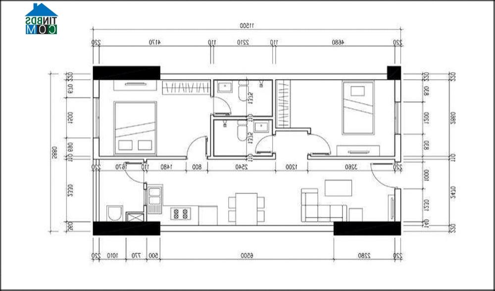 Ảnh Cải tạo và bài trí nội thất khoa học, tiện dụng cho căn hộ 65m2