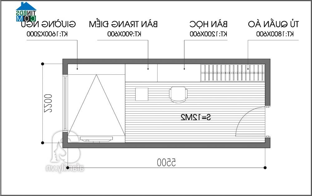 Ảnh Tư vấn thiết kế chi tiết, bài trí phòng ngủ 12m²