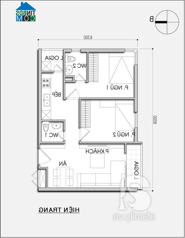 Ảnh Tư vấn cải tạo căn hộ thoáng đãng cho vợ chồng trẻ, DT 56m2