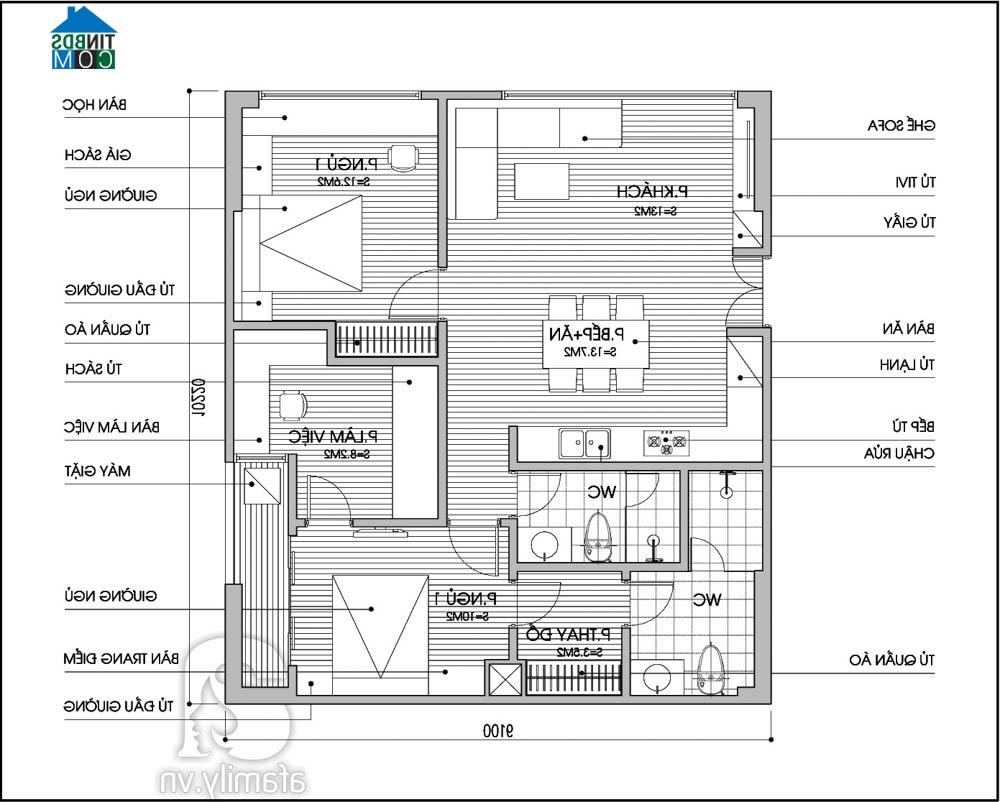 Ảnh Cải tạo và bài trí nội thất cho căn hộ 90m²