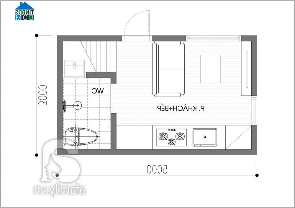 Ảnh Thiết kế căn hộ 15m² đầy đủ chức năng