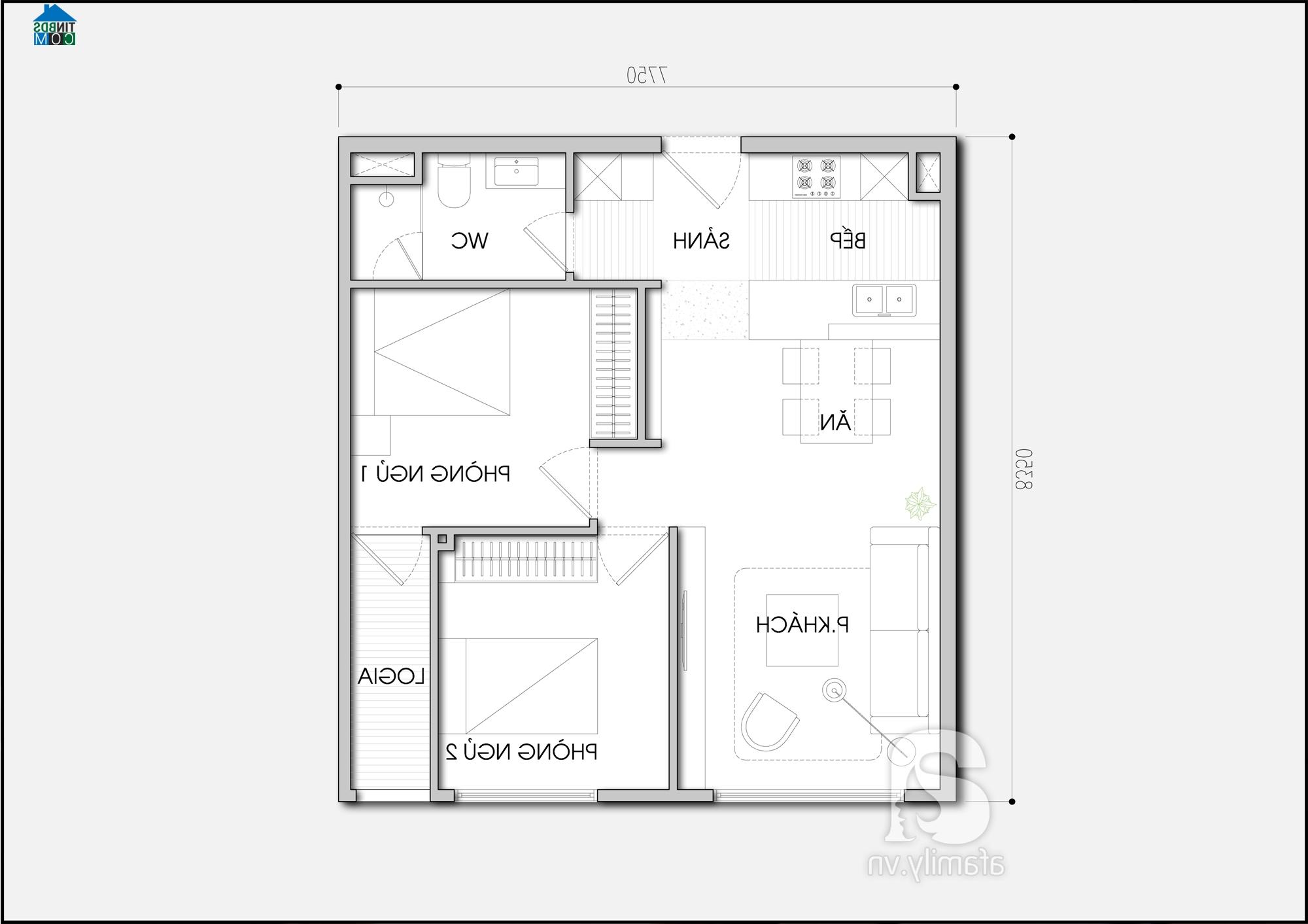 Ảnh Bài trí nội thất cho căn hộ 60m² ngăn nắp