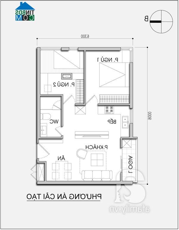 Ảnh Tư vấn cải tạo căn hộ thoáng đãng cho vợ chồng trẻ, DT 56m2