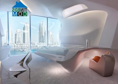 Ảnh Ngắm nội thất trong khách sạn mô phỏng tàu vũ trụ tại Dubai
