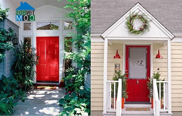 Ảnh Ngôi nhà xinh với cửa màu đỏ hợp phong thuỷ