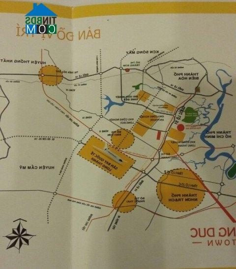 Bản đồ vị trí dự án Long Đức Town tại sàn giao dịch ở Long Thành. Ảnh: Được cung cấp bởi một nhân viên kinh doanh