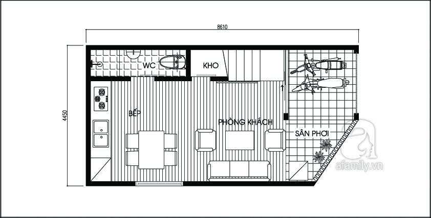 Ảnh Tư vấn nội thất cho nhà 36,4m² bị vát