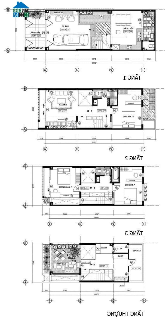 Mặt bằng thiết kế ngôi nhà phố 60m2