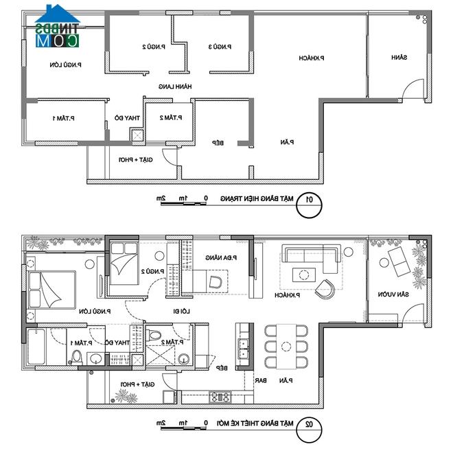 Bản vẽ thiết kế nội thất của căn hộ 120m2