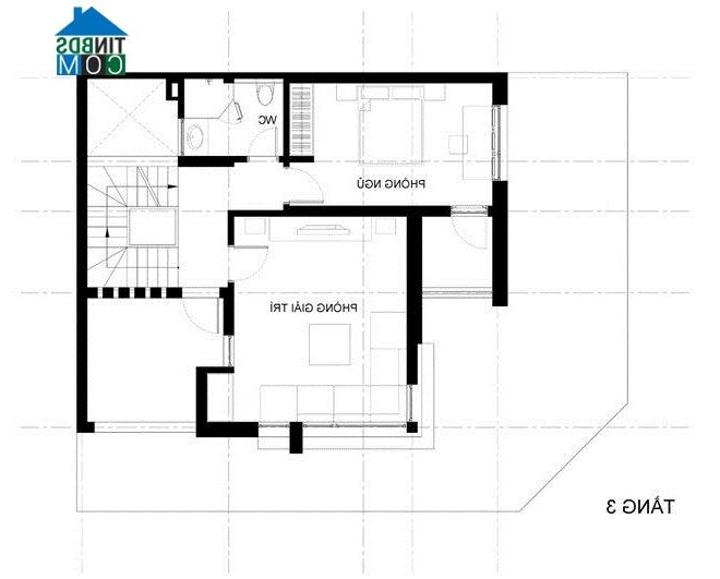 Mặt bằng bố trí tầng 3 của biệt thự