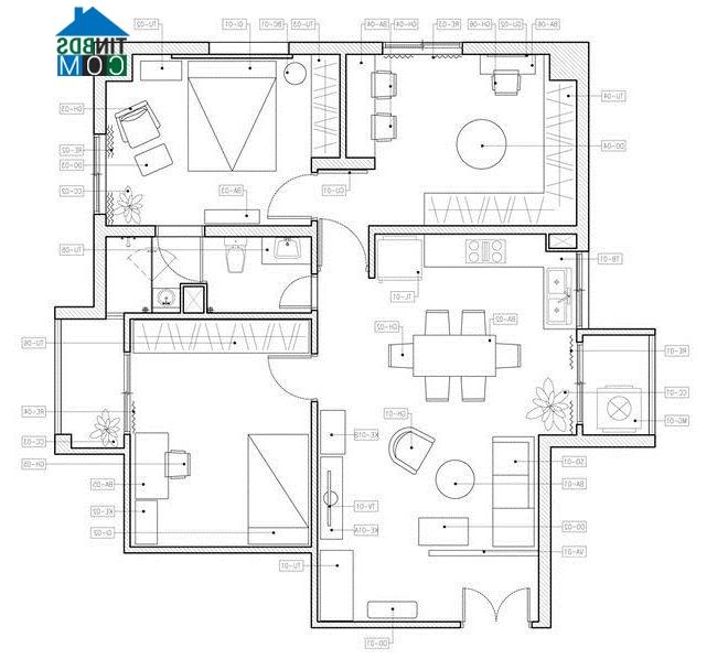 Mặt bằng căn hộ sau khi cải tạo