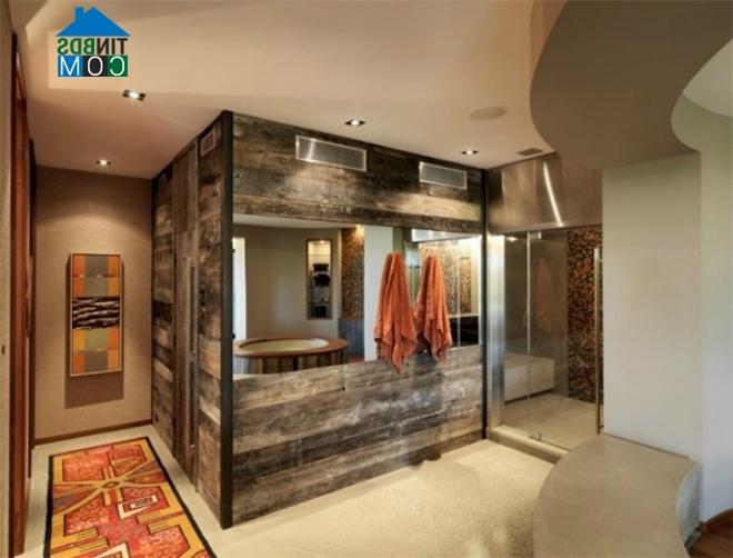 Ảnh Phòng tắm thu hút hơn với chất liệu gỗ
