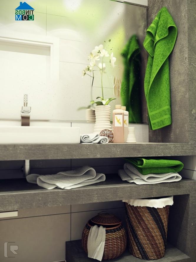 Một chậu cây xinh xắn sẽ giúp phòng tắm nhỏ như rộng và thoáng hơn