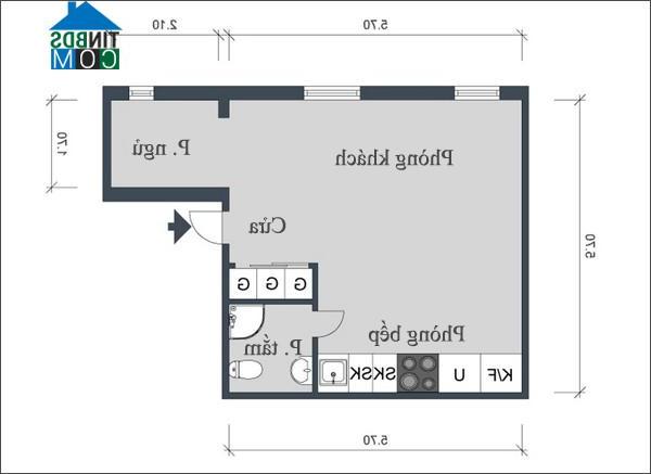 Bản vẽ thiết kế của căn hộ 36m2