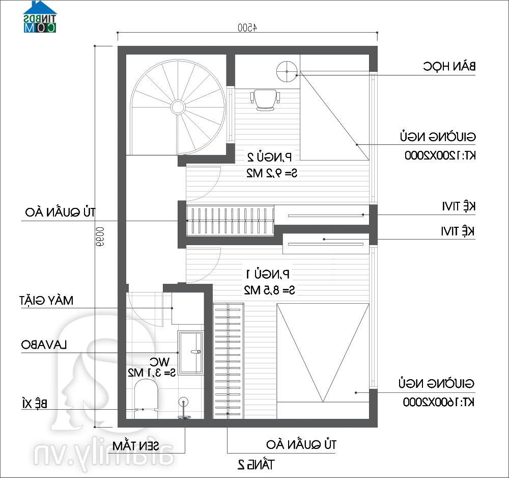 Bản vẽ mặt bằng tư vấn thiết kế tầng 2