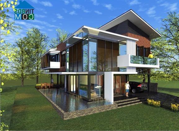 Phối cảnh một căn biệt thự đơn lập trong dự án Khu biệt thự Bình Đức Tiến