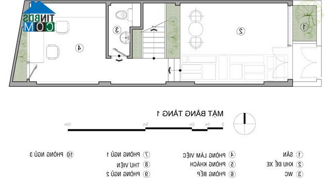 Ảnh Thiết kế nhà ống 52 m2 vừa làm văn phòng vừa để ở