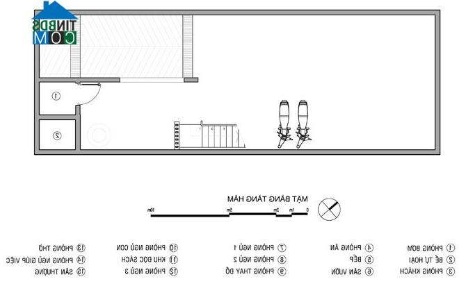 Ảnh Thiết kế nhà ống có 5 phòng ngủ rộng thoáng