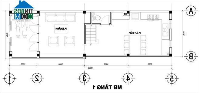 Ảnh Thiết kế nhà ống 50m2 với 2 mặt thoáng