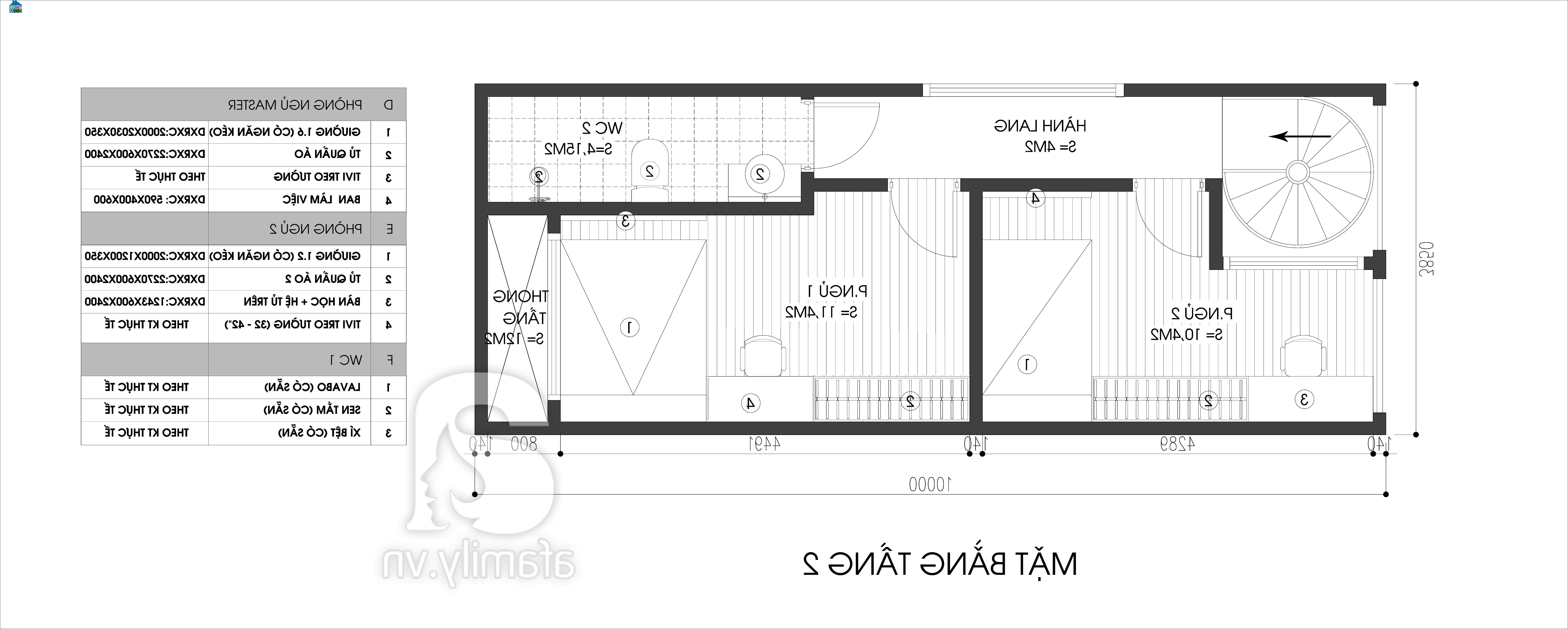 Bản vẽ mặt bằng thiết kế tầng 2