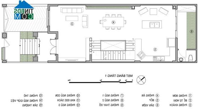 Ảnh Thiết kế nhà ống có 5 phòng ngủ rộng thoáng