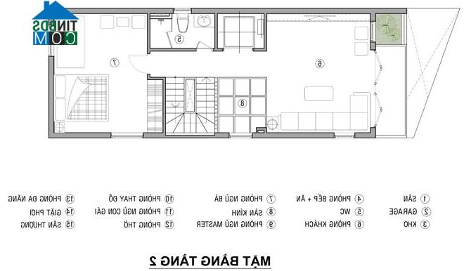 Tầng 2 dành cho các không gian gồm phòng khách, phòng ngủ của bà ngoại