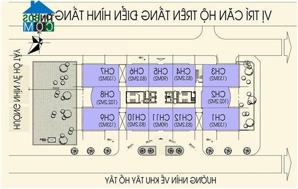 Mặt bằng tầng điển hình căn hộ tầng 5 đến 19