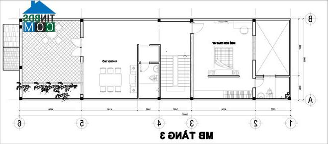 Ảnh Thiết kế nhà 3 tầng với nhiều phòng riêng tư