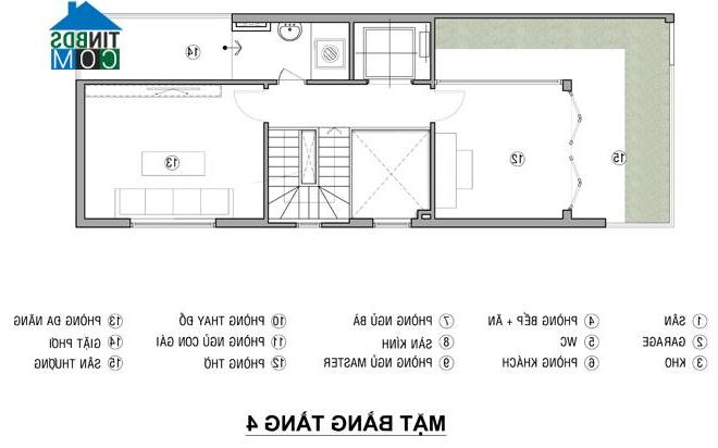 Ảnh Tư vấn thiết kế nhà 4 tầng, có gara và thang máy, DT 72m2