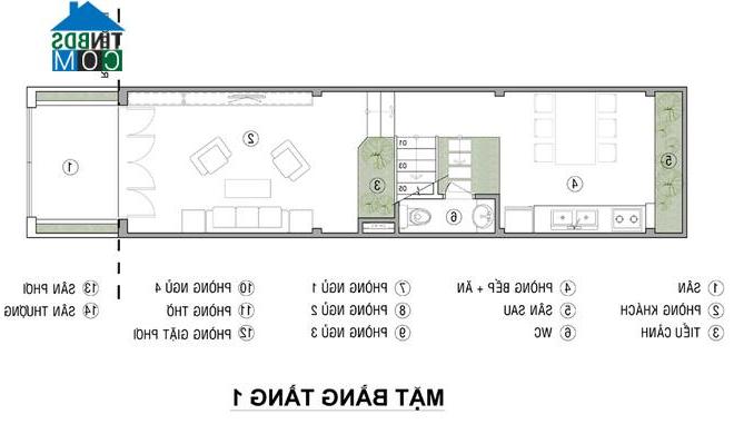 Ảnh Thiết kế nhà ống 4 phòng ngủ thoáng trên diện tích 41 m2