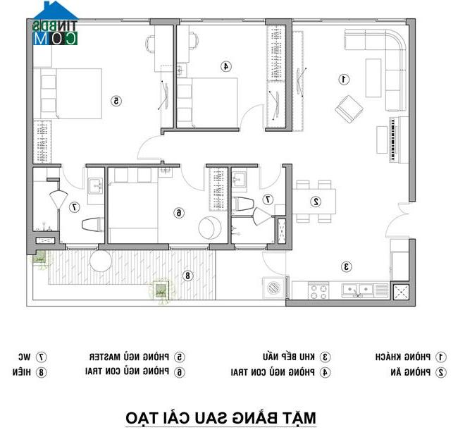 Ảnh Căn hộ 92m2 sinh động với nhiều họa tiết