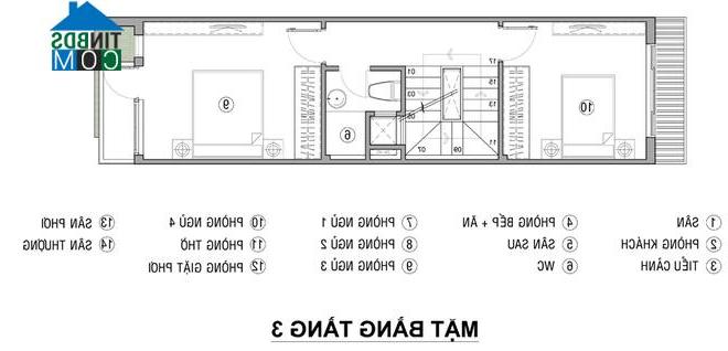 Ảnh Thiết kế nhà ống 4 phòng ngủ thoáng trên diện tích 41 m2