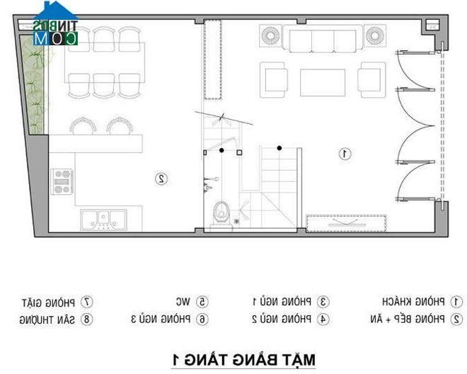 Mặt bằng thiết kế tầng 1