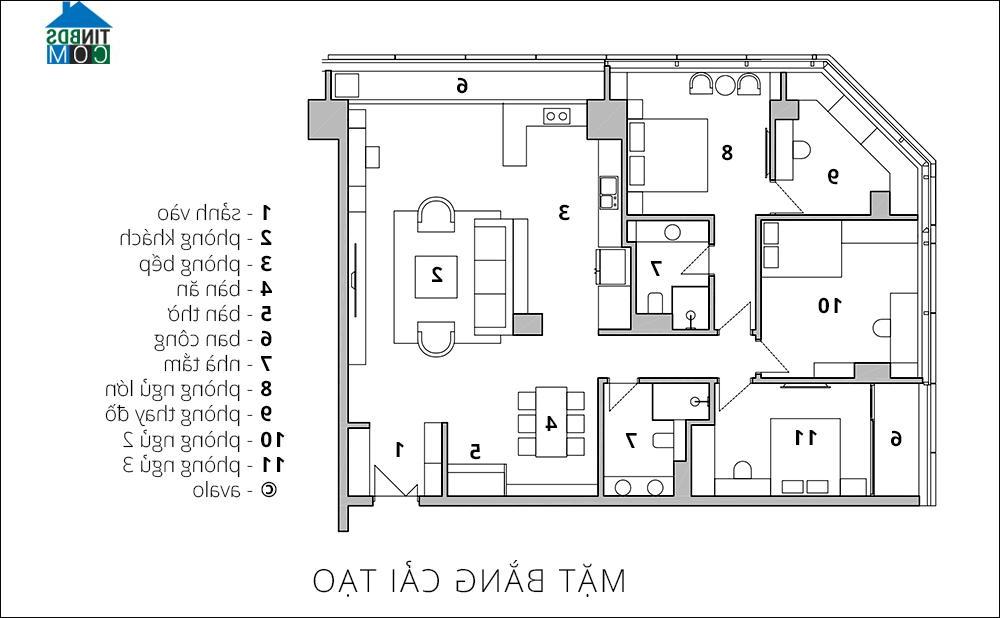 Mặt bằng cải tạo căn hộ do những kiến trúc sư thiết kế