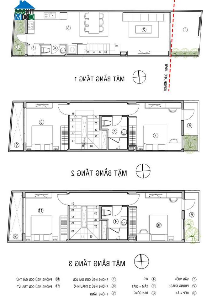 Để tiết kiệm chi phí và tăng diện tích phòng ngủ, mỗi tầng chỉ bố trí 1 WC