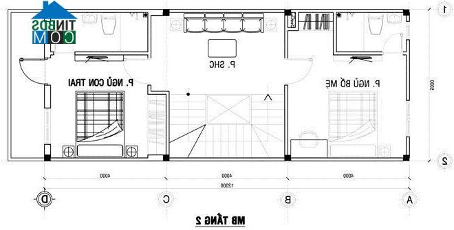 Mặt bằng thiết kế tầng 2