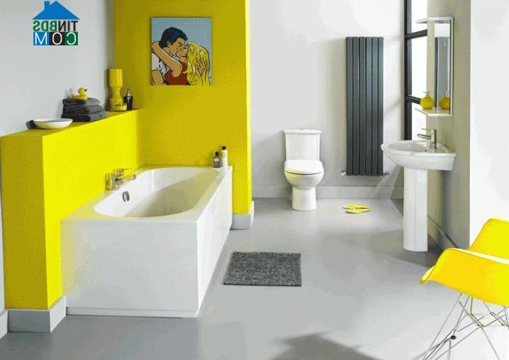 Phòng tắm hiện đại với gam màu vàng chanh tươi trẻ
